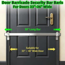 38" Stainless Steel Door Security Bar, Fits Doors 33"-36" Wide