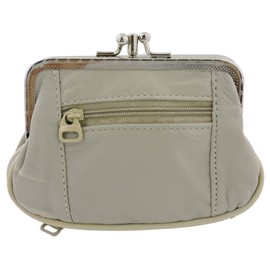 SILVERFEVER Leather Coin Purse with Kisslock Closure - Handcrafted Genuine Lambskin (3.55.5", Coffee-2Entry, 2Pocket)