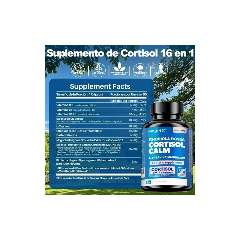 Cortisol Calm Cápsulas Magnesio L-teanina 60 Cápsulas