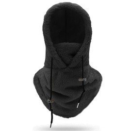SAHENITEANA Máscara de Esquí de Lana Cálida de Invierno, a Prueba de Viento, con Capucha Facial (Negro)