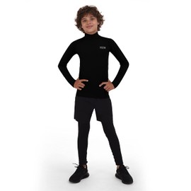 TCA Hyperfusion Compression Base Layer Maglia Manica Lunga sotto Maglia da Uomo - Collo Alto - Nero (Collo Alto), L