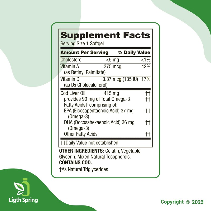 Spring Valley Cod Liver Oil Plus Vitamins A & D3,