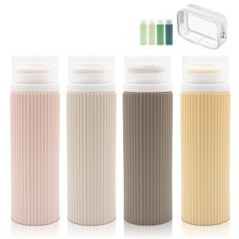 Juego de 100ML de Viaje para Artículos Tocador, Contenedores Recipientes Botellas de Viaje Recargables, Contenedores de Viaje de Silicona con Bolsa Transparente, Accesorios Kit Viaje(Paquete de 4)