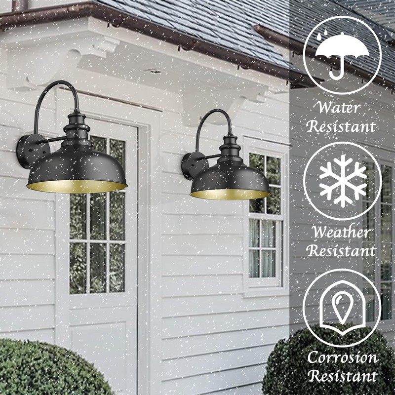 Bestshared 14" Gooseneck Barn Light Farmhouse Wall Mount Light Fixture