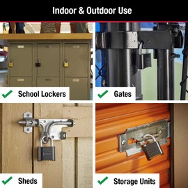 Master Lock Black Combination Padlock, Set Your Own Combo Lock, Weather Resistant Indoor and Outdoor Padlocks with Code for Gym Locker, Gate, Shed, 2 Pack, 178EC2