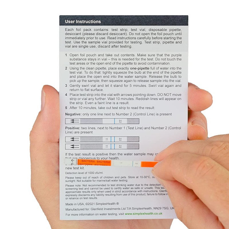 Quick 15 Minute Water Bacteria Test (2 Tests) for swimming