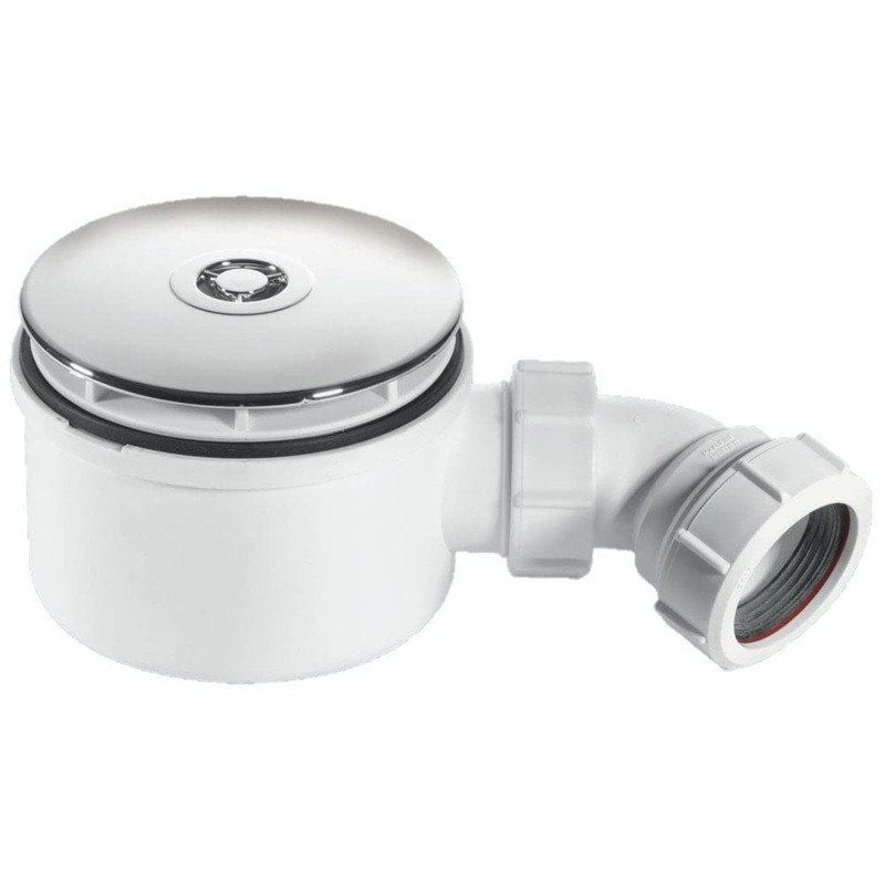 McAlpine ST90CP10-70 90mm Shallow Shower Trap Chrome Plated Plastic, White