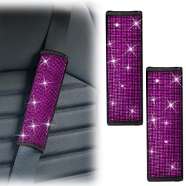 ecocstm 2 PCS Bling Car Seat Belt Shoulder Pads, Bling Seat Belt Covers with Bling Rhinestones, Car Seatbelt Strap Pad with Crystal Diamond for Car, Truck, SUV (Pink Diamond)