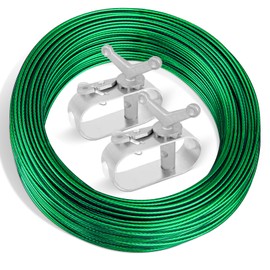 Bularie 150ft Pool Cover Cable & 2 Winch Suitable for Above Ground Swimming Pool Plastic-Coated Steel Cable + Aluminum Spring Loaded Ratchet for Securing Above Ground Swimming Pool Covers (Green)