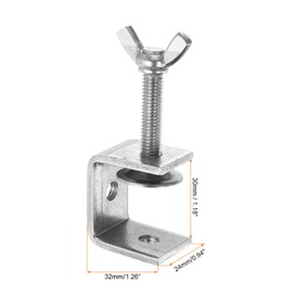 sourcing map 2pcs 304 Stainless Steel C Clamps 1.18" (30mm) Wide Jaw Opening Wood Clamps Metal U Beam Clamp for Woodworking Welding Building Household Mounting