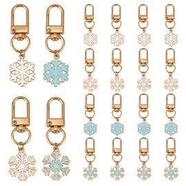 PH PandaHall 20pcs Snowflake Keychains 4 Style Christmas Enamel Snowflake Charms Keychain Alloy Enamel Key Chain Car Key Ring Accessories Bag Charm Decoration for Winter Purse Wallet Handbag Backpack