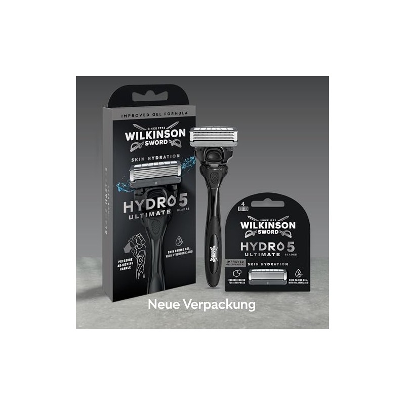 Wilkinson Sword Hydro 5 Ultimate Men's Razor, Hyaluronic Acid, Carbon