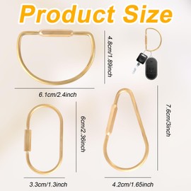 3pcs Brass Screw Lock Keychain, Heavy Duty Car Key Organizer Gold Carabiner Keychain Clip Simple Style Brass Key Rings Holder for Men Women Keys Handbags Purse Bag Charms