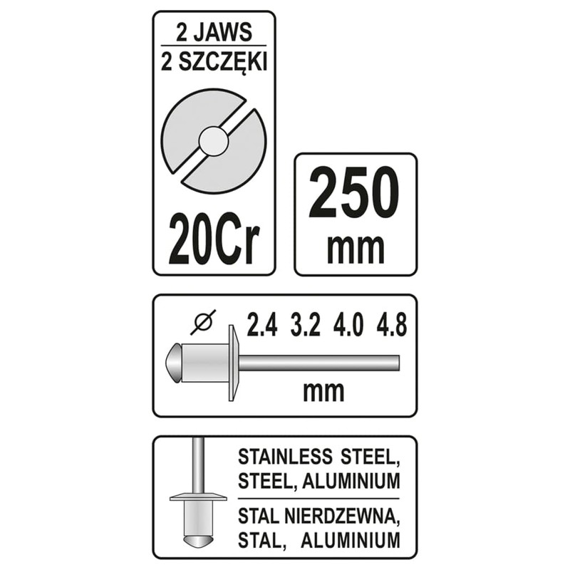 YATO YT-36011-2.4-4.8mm Riveter Hand