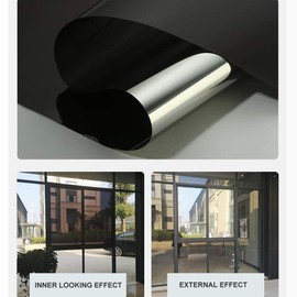 Sunice Grey Silver Window Film One Way Silver Reflection Window Tint Privacy Protection for Home Glass Adhesive Film 17.5in x 79in