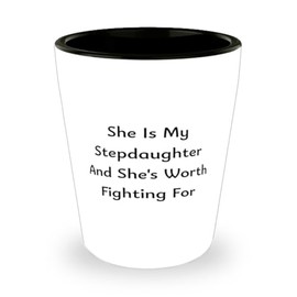 Appreciation Stepdaughter Gifts, She Is My Stepdaughter And She's Worth Fighting For, Cool Shot Glass For Daughter From Mom, Birthday shot glass, Birthday gift, Shot glass gift, Birthday present,