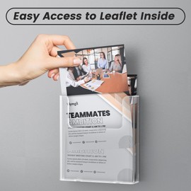 Viymgit A4 Wall Mounted Document Holder, Clear Portrait Magazine File Stand for Brochures, Menus, Leaflets & Literature File Letter Paper Display
