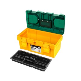 Tcakelox Fishing Tackle Box and Gear Box with Lift-Out Tray L14.1“W7"*H7"Green/Yellow（Pack of 1）