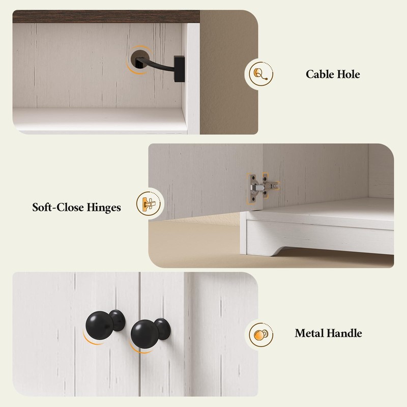 Bakers Rack with Storage and Power Outlet, 31.5 inch Farmhouse