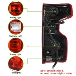 AUTOSAVER88 Tail Light Assembly Compatible with 2019-2023 19 20 21 22 23 Chevy Silverado 1500 2500HD 3500HD Red Clear Taillights Bulb and Harness Included - Driver Side