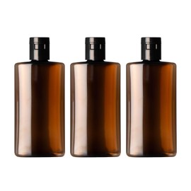 Natural Cosmetics Laboratory PET Bottle, Oval One-Touch Cap, Brown, 1.7 fl oz (50 ml), Set of 3