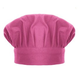 TopTie Chef Hat for Kid & Adult, Cotton Elastic Adjustable Kitchen Cooking Baking Hat-Hot Pink-L