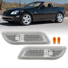 USR DEPO 98-03 W208 CLK Clear Bumper Side Marker Light Assembly Set (Left + Right) Compatible for 1998-2003 Mercedes W208 CLK and 1998-2004 R170 SLK