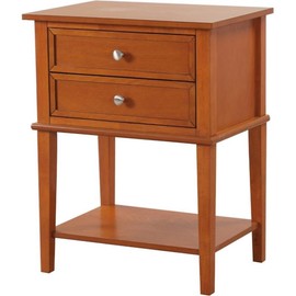 Pemberly Row Contemporary Manufactured Wood 2 Drawer Nightstand in Oak