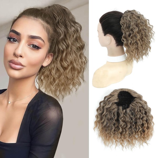 MS TAJ Clip in Ponytail Extension 8inch Beige Neutral Blonde