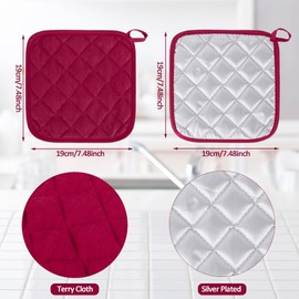 Set of 2 Kitchen Pot Holders Brass Kitchen Accessories Coasters Washable Heat Resistant 20x20cm (Dark Red)