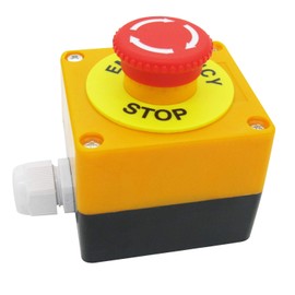 TWTADE/Red Sign Mushroom Emergency Stop Push Button Switch Station 1 NC 1 NO 440V 10A Normally Closed Stop Switch Box（Quality Assurance for 3 Years） LA38-11ZS-BOX