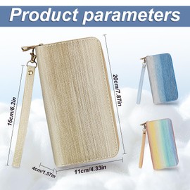 AfitLulu Women's Long Purse with Removable Bracelet, Women's Large Double Zippers Wallet Women's Gradient Colour Wallet Women's for Mobile Phones Lipstick, pink, Modern