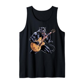 Kids Black Panther Playing Guitar Rock Star Rock and Roll Tank Top
