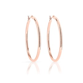 DTPsilver - Women's Creole Earrings 925 Sterling Silver Rose Gold-Plated - Thickness 3 mm - Diameter: 20, 30, 40, 50, 60 mm, Sterling Silver