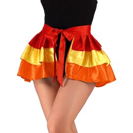 TWINKLEDE Women's Costume Skirt Tie-on Bustle Skirts Party Dance Skirt Festival Outfit for Adult Girls (Red & Yellow & Orange)