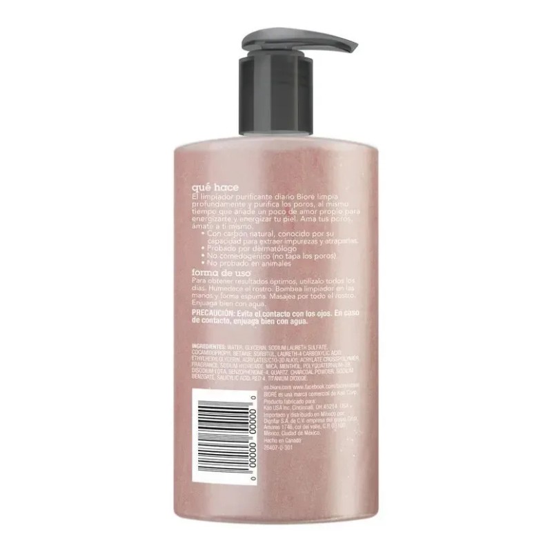 Bioré Limpiador Facial Cuarzo Rosa Y Carbón Antiacné 200ml