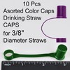 10pcs Mixed Color Caps Drinking Straw CAPS for 3/8" Diameter