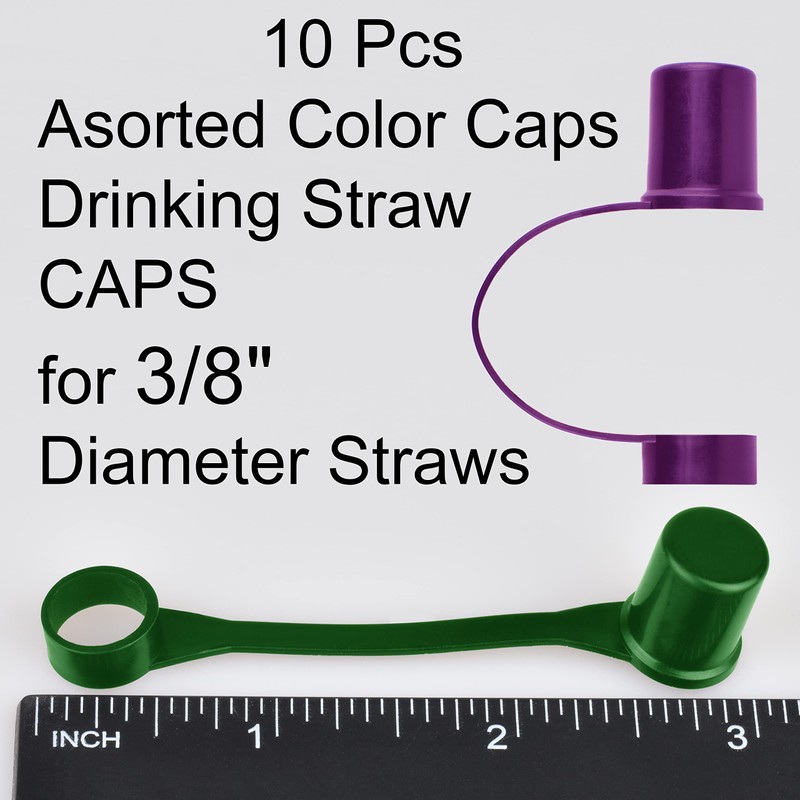 10pcs Mixed Color Caps Drinking Straw CAPS for 3/8" Diameter