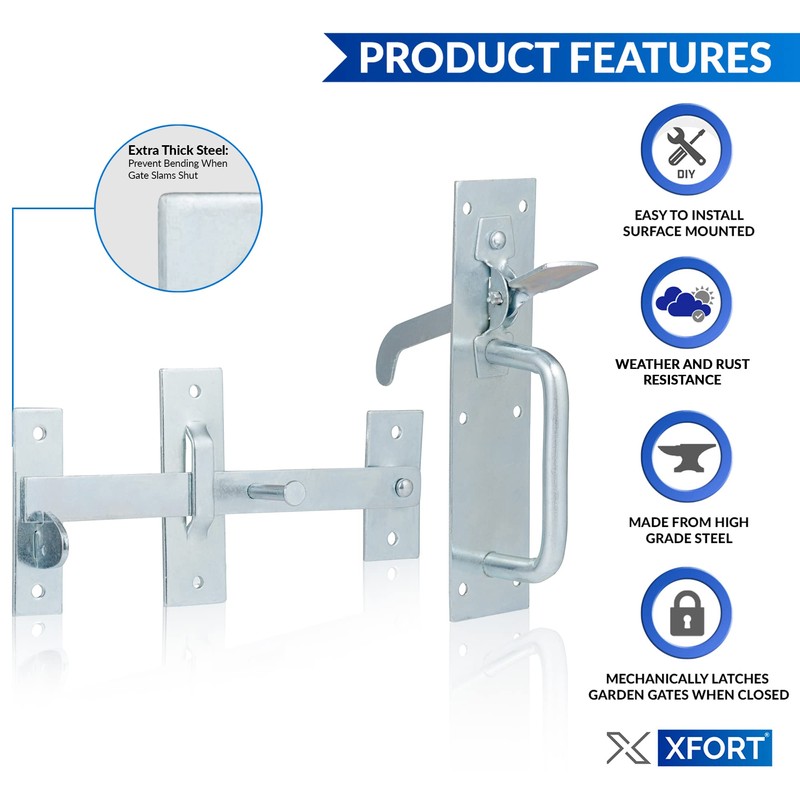 XFORT® Zinc Suffolk Gate Latch, Garden Gate & Garden Door