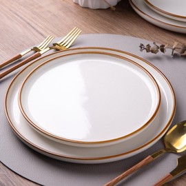 GBHOME Ceramic Dinner Plates Set of 2, 10.5 Inch Large Stoneware Plates for Kitchen, Microwave& Dishwasher Safe, Scratch Resistant