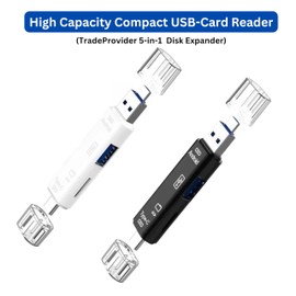 Memory Card Reader, TradeProvider 5-in-1 USB Type C Micro SD Card Reader Dual Slot OTG Card Adapter TF SDXC SDHC Memory Cards Android U Disk Expander High Capacity (White, 5-in-1 USB Card Reader)