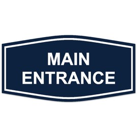 Signs ByLITA Fancy Main Entrance Sign - Laser-Engraved Lettering | Durable ABS Plastic | Vibrant Colors | Powerful Foam Tape (Navy Blue/White) - Large