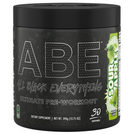 ABE Pre Workout Powder - All Black Everything Pre Workout Energy Drink with Citrulline Malate & Beta Alanine | for Pump, Energy, Performance (30 Servings) (Sour Apple)