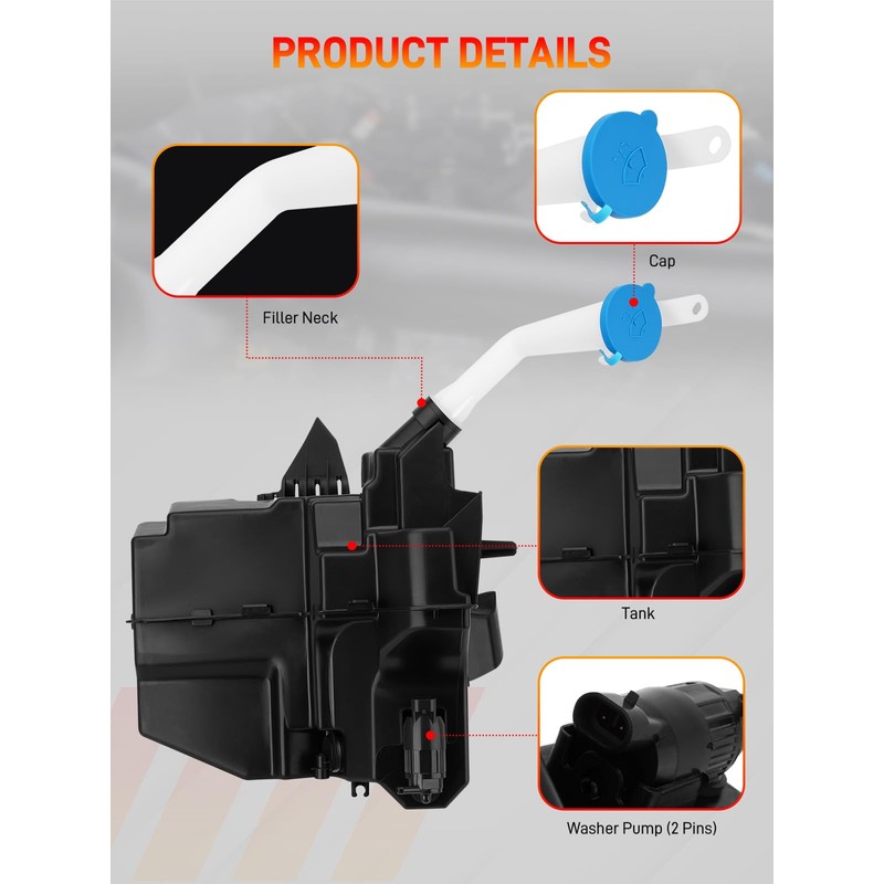 GDUKOP 28910-9HM0A Windshield Fluid Reservoir wiht Sensor, Compatible with Nissan