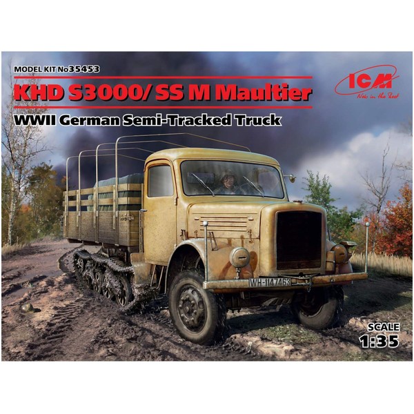 ICM ICM35453 35453 Model Kit KHD S3000/SS M Mulle WWII German Semi-Tracked Truck 1:35 Maultier, Black