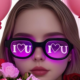 RyanDesign LED Glasses with 7 Color Changing Modes, Light Up Glasses for Parties/Valentine's Day Gifts, Rechargeable USB Funny Proposal Accessories for Couples/Friends/Women/Men (Black Frame)