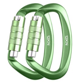 Azarxis Heavy Duty Locking Carabiner Clips Strong Lightweight D Ring Small Carbineers Key Chains for Backpacking Camping Hiking Outdoor Gym Hammocks Dog Leash Harness (Green)
