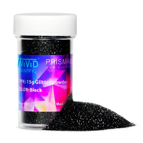 VViViD PRISMA65 Black Glitter Powder 15g Shaker Jar for Arts, Crafts, Decoration, Nails, Epoxy Tumblers, Scrapbooking, Flowers, Slime Making, Epoxy Jewelry, Cosmetics, paintings and more