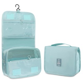 Motroce Foldable Hanging Travel Toiletry Bag,Waterproof Portable Travel Bags, Multifunction Travel Makeup Cosmetic Bag Organizer with Hanging Hook (Light Blue)