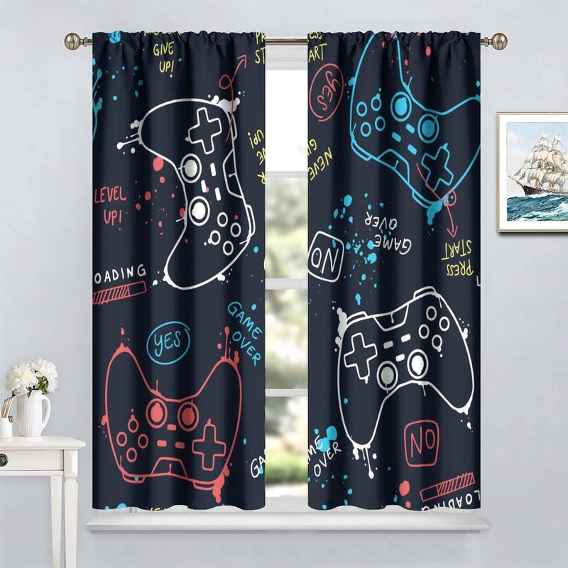 3D Game Controller Pattern Printing Curtains - Living Room, Kitchen